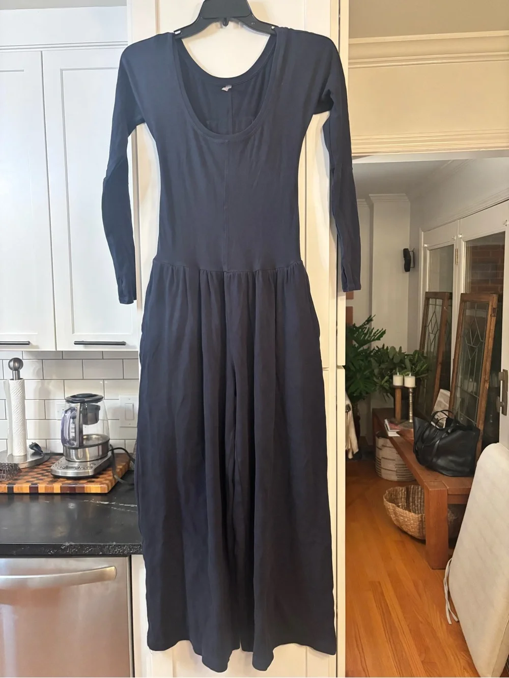 FP Movement hot shot wide-leg long sleeve onesie jumpsuit midnight navy blue